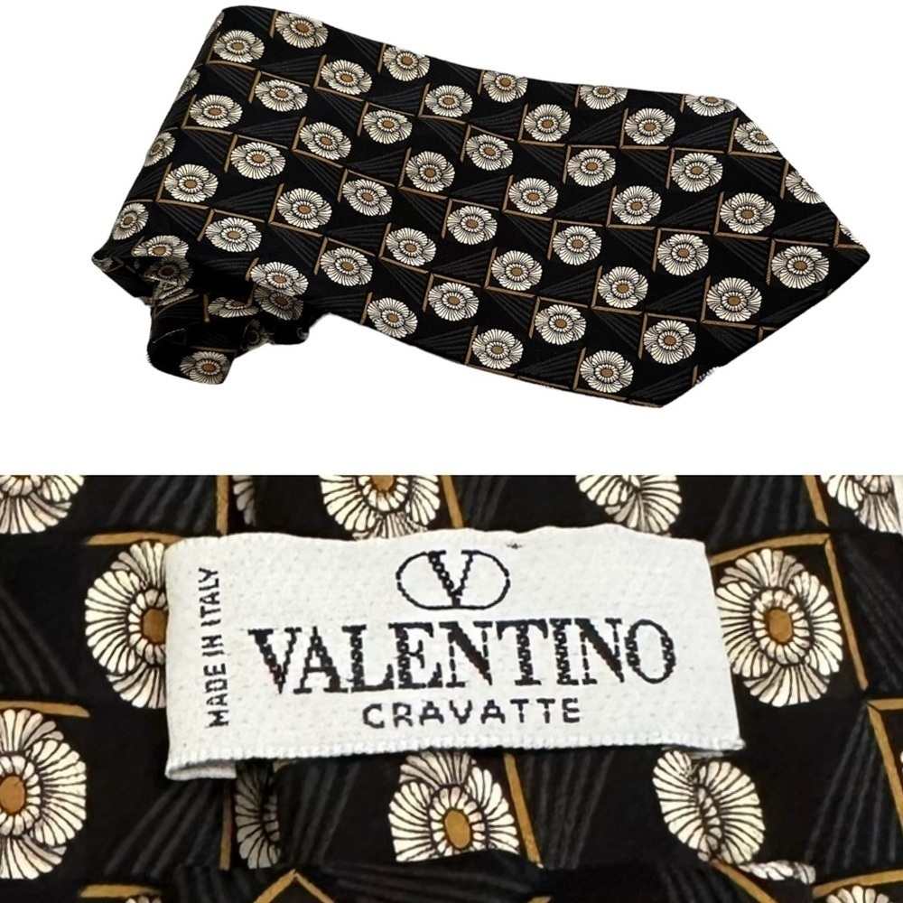 Valentino Carvatte Tie Black Cream Gold DIS. N. 66124 54”x4”